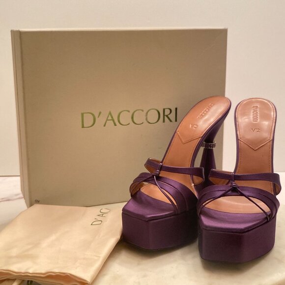 D'ACCORI "Sienna" Platform Mules in Purple - Picture 11 of 14